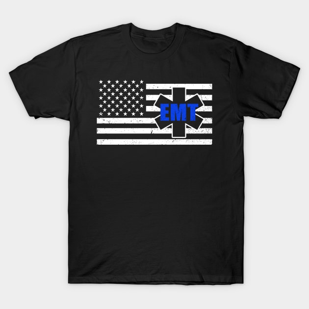 Paramedic Flag - Thin White Line Flag - Emergency Medical Technician T-Shirt by bluelinemotivation